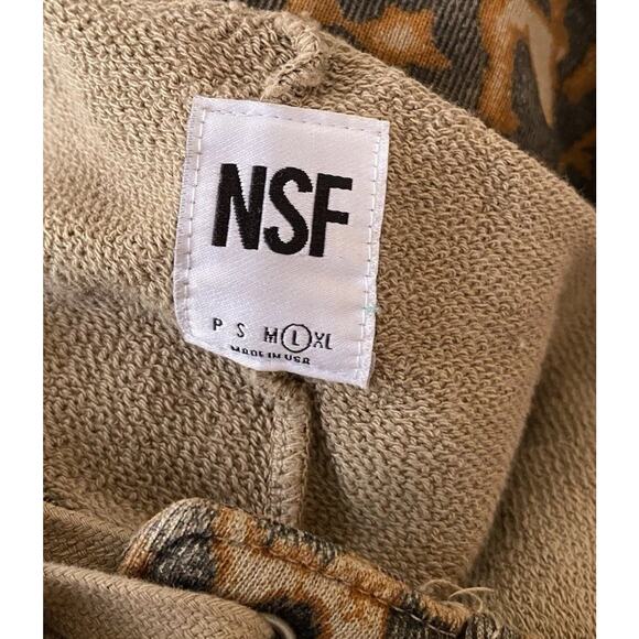 NSF Maddox Leopard print Fitted Lace Front sweatpants Terry Joggers Size L - Picture 7 of 8